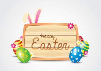 Easter Wooden Sign Background - vector gratuit #435073 