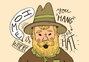 Cute Cowboy With Yellow Long Beard And Quote - vector #435113 gratis