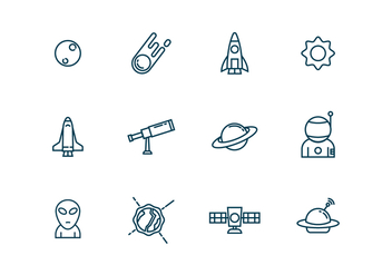 Astronomy Icons in Outline Style - Kostenloses vector #435143