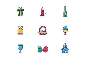 Colorful Easter Icons - Free vector #435153