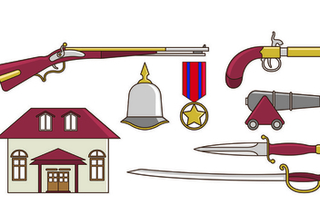 Set Of American Colonial Icons - vector gratuit #435343 