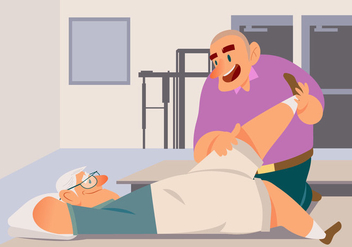 Old Man With Physiotherapist Vector - бесплатный vector #435423