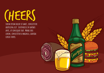 Cerveja and Bar Food Cartoon Free Vector - бесплатный vector #435453