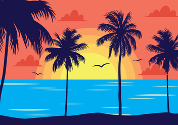 Tropical Sunset Landscape - vector #435613 gratis