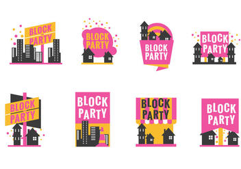 Set Block Party Label or Poster with Minimalist Style - vector gratuit #435713 