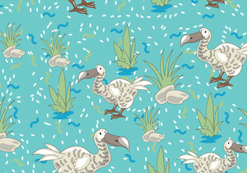 Dodo Bird Cartoon Character Seamless Pattern with Memphis Design Style - vector gratuit #435953 