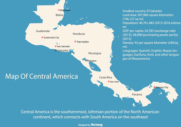 Central America Map Illustration - vector #436113 gratis