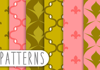 Pink and Green Decorative Pattern Set - vector gratuit #436223 