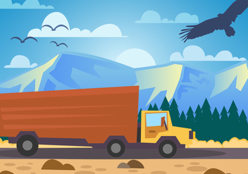 Mountain Landscape Camion Delivery Vector - бесплатный vector #436493