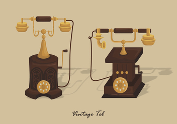Vintage Gold Telephone Vector Illustration - vector gratuit #436913 