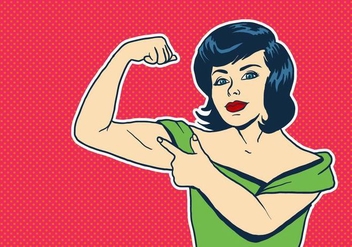 Young Happy Woman Flexing Muscles - Free vector #437173