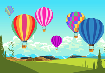 Colorful Hot Air Balloons Scene Vector - Free vector #437963