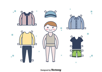 Dress Up Paper Doll Boy Vector - Free vector #438533