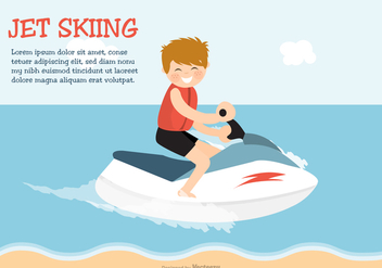 Happy Young Boy On Jet Ski In The Sea - vector gratuit #438603 