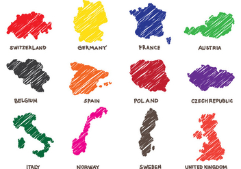 European Map Doodle - vector #439323 gratis