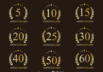 Golden Anniversary Badge Collection Vectors - бесплатный vector #439423