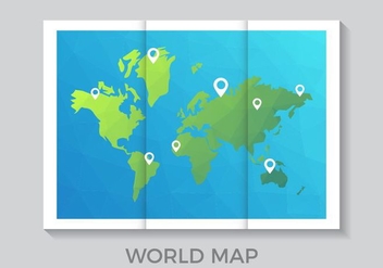 Folded World Map in Low Poly Style Vector - vector #439643 gratis