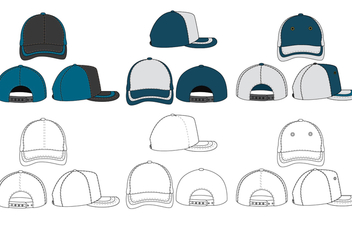 The Blank Trucker Hat Vector Pack - Free vector #440193