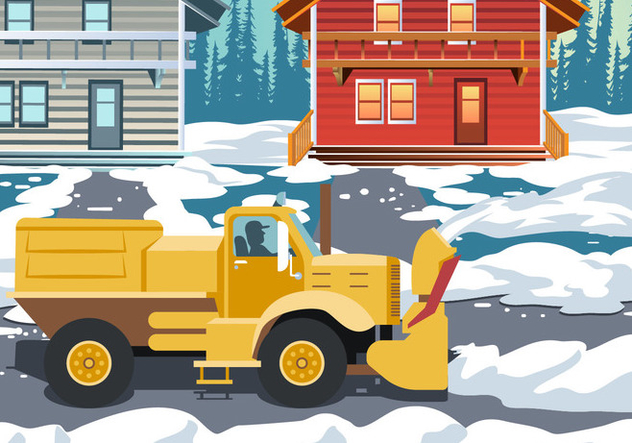 Snow Blower Truck Cleaning Action - Free vector #440293