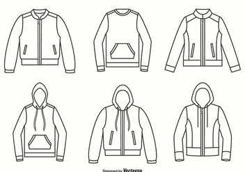Jackets, Hoodies And Sweater Outline Vector Design - vector #440473 gratis