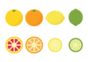 Flat Fruit Icons Vector - vector gratuit #440883 