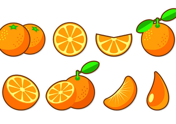 Set Of Clementine Fruit Icons - vector gratuit #441053 