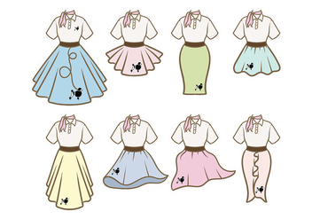 Poodle Skirt Outfit Vectors - vector gratuit #441063 