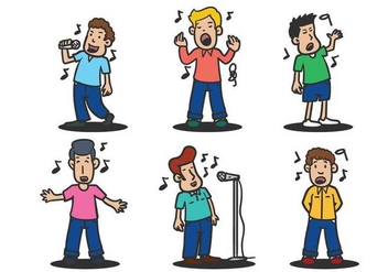 People singing vector illustration set - vector gratuit #441543 