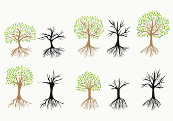 Tree with Roots Vector Icons - Free vector #441673