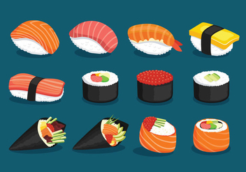 Variety Of Delicious Sushi - Kostenloses vector #442293