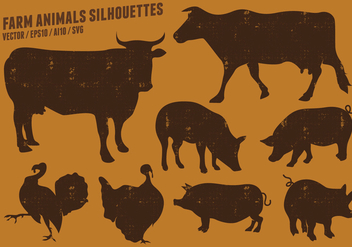 Farm Animal Silhouettes Collection - Free vector #442393