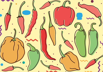 Chili Peppers Doodle Drawing - vector gratuit #442413 