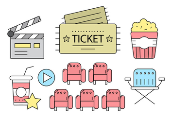 Free Cinema Icons in Linear Style - Free vector #442633