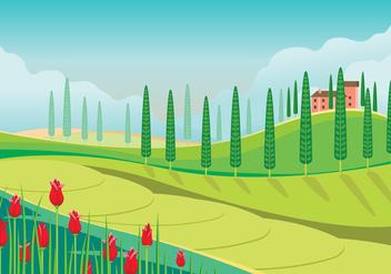 Beautiful Panoramic View of Tuscany Landscape - Free vector #442793