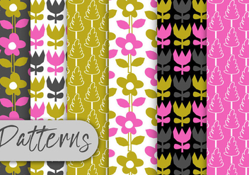 Colorful Tulips Pattern Set - бесплатный vector #442953