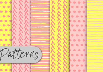 Yellow And Pink Decorative Pattern set - Kostenloses vector #442973