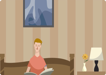 Man Reading a Book in Bed Vector - Free vector #443173