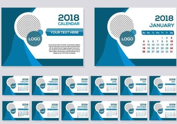 Free Blue 2018 Calendar Desk Vector - Kostenloses vector #443263