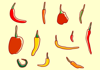 Set Of Chili Peppers - vector gratuit #444023 