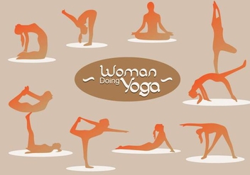 Woman Silhouette Doing Yoga - vector gratuit #444043 