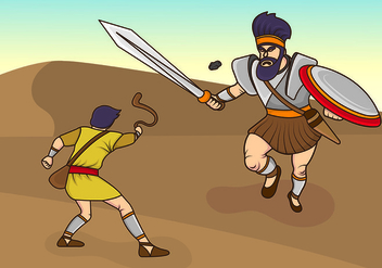 Vector Illustration Of David And Goliath - Free vector #444393