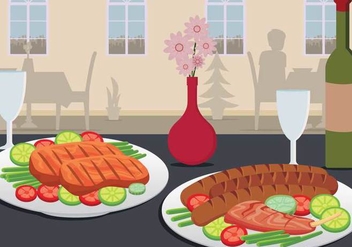 Charcuterie On Plate Served On Table Illustration - vector gratuit #444573 