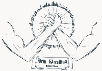 Sketched Arm Wrestling Illustration Template - vector gratuit #444733 