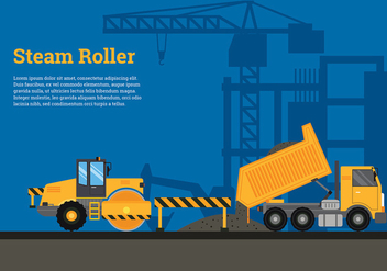 Steam Roller Road Build Free Vector - vector gratuit #444923 