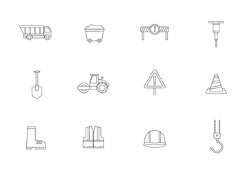 Outline Road Construction Icons - бесплатный vector #445033