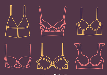 Bra And Bustier Line Icons Vectors - Free vector #445573