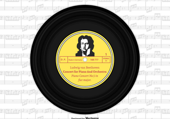 Beethoven Vinyl Single Record Vector Design - бесплатный vector #445803