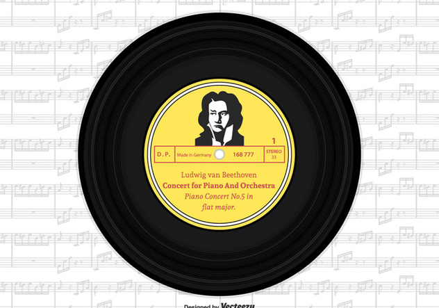 Beethoven Vinyl Single Record Vector Design - Free vector #445803