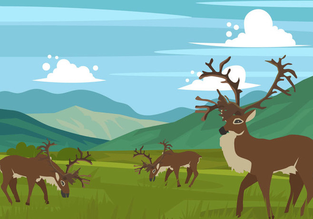 Caribou On The Hills Vector - vector #445883 gratis