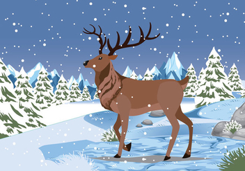 Snow Caribou Background Vector Illustartion - бесплатный vector #445933